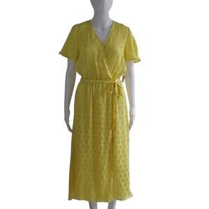 Volcum Stone Row Sheer Faux Wrap Dress Shell Size Medium 12